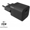 Mini sieťová nabíjačka FIXED s výstupom USB-C a podporou PD, 25 W, čierna FIXC25M-C-BK