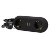 Stolová zásuvka so svorkou ORNO OR-AE-13133(GS)/B, 2x230V, 2xUSB nabíjacia, čierna, 1,4m, typ F