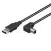 PremiumCord Kábel USB 2.0, A-B, 1m so zahnutým USB-B konektorom 90° ku2ab1-90