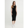 Šaty Dkny čierna farba, midi, priliehavé, DJ5R0752 M