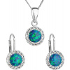 Evolution Group Třpytivá souprava šperků s krystaly Preciosa 39160.1 & green s.opal (náušnice, řetízek, přívěsek)