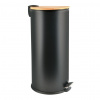 Siko Spirella pedálový odpadkový koš ADONIS matná černá ocel bambusové víko 30 L 10.21091