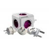 Zásuvka PowerCube REWIRABLE USB+TRAVEL PLUGS fialová