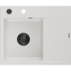 Mexen Ben, 1-komorový granitový drez 600x500x190 mm, ľavý + čierny sifón, biela, 6522605000-20-B
