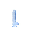 RealRock Crystal Clear 6″ modré dildo s prísavkou a semenníkmi 17 x 3,1 cm