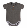 Baby Nellys Dojčenské rebrované body s gombíkmi kr. rukáv, Boy - sivé, veľ. 68 - 74 (6-9m)