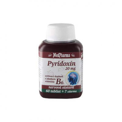 MEDPHARMA Pyridoxín 20 mg (vitamín B6) 60 + 7 tabliet ZADARMO - MedPharma Pyridoxin vitamin B6 20 mg 67 tabliet