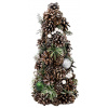 Stromček MagicHome Vianoce, prírodný, so zelenými guľami, 47 cm