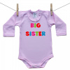 Boodyy Ružové Body s dlhým rukávom Big sister 86 (12-18 mesiacov)