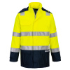 PORTWEST HI-VIS BIZFLAME FR605 / Nehorľavá reflexná bunda, antistatická a nepremokavá - HV žltá/námorná modrá XXXL