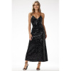 Dámske čierne flitrované šaty na ramienka, A662 XL