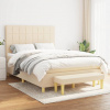 vidaXL Posteľný rám boxspring s matracom krémový 140x200 cm látka - Krémová - 105619-205713