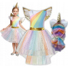 KOSTÝM KOSTÝM DÚHOVÝ KOSTÝM JEDNOROŽEC KRÍDLA KARNEVAL 98 104 CM