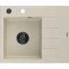 Mexen Ben, 1-komorový granitový drez 600x500x190 mm, ľavý + čierny sifón, béžová, 6522605000-69-B