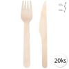 GASTROSTAF EKO-15 Jednorazový drevený príbor - vidličky, nože 16cm 20ks