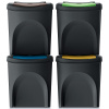 Sortibox Sada 4 odpadkových košov - 4 x 25 l, recyklovaná čierna