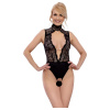 Abierta Fina - lace bodysuit with rhinestones black