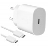 Cestovná nabíjačka Samsung EP-TA800EWE + EP-DA905BWE, USB-C, 25W, biela/biela (OOB BULK)