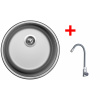 Nerezový set dřezu a baterie ROUND 450 + ELASTA nerez/šedá