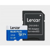 32GB Lexar® Blue Plus microSDHC UHS-I with SD adapter, up to 100MB/s read C10 A1 V10 U1