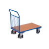 Prepravný vozík z ocele, s mrežovou čelnou stenou, lakovaný, TPE kolieska, EasySTOP, 1230x800 mm