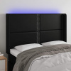 vidaXL Čelo postele s LED čierne 147x16x118/128 cm umelá koža
