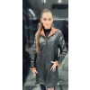 Max Original Leather Dámsky kožený kabát MONICA hood black (2XL 54-56) - Čierna - 2XL