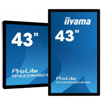 43" iiyama TF4339MSC-B1AG: AMVA, FullHD, capacitive, 12P, 400cd/m2, VGA, HDMI, DP, 24/7, IP54, černý PR1-TF4339MSC-B1AG