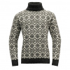 Unisex turistický sveter Devold Hoddevik Wool High Neck Anthracite/Offwhite XS