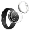 kwmobile 2x kryt with Ochranné sklo for Xiaomi Watch S4 41mm kryt - TPU Silikonový Fitness Tracker kryt Set - Průhledný / stříbrná