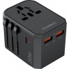 Choetech Univerzální cestovní nabíječka USB-C 2x USB-A PD 30W zástrčky USA EU UK AU černá Univerzální cestovní nabíječka USB-C 2x USB-A PD 30W zástrčky USA EU UK AU černá