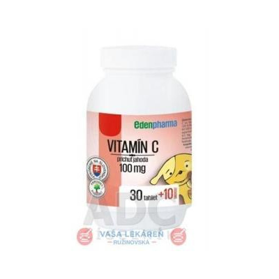 EDENPharma VITAMÍN C 100 mg príchuť jahoda tbl 30+10 zadarmo (40 ks)