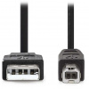 NEDIS kábel USB 2.0/ zástrčka USB-A - zástrčka USB-B/ k tlačiarni a pod./ čierny/ blister/ 3m