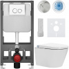 CERANO - Závesné WC s bidetom Cronus Pro - biela lesklá - tlačidlo Prime/Dualo, biele - voľne stojace - predstenová inštalácia / sadrokartón - 59,3x38,4 cm