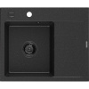 Mexen Ben, 1-komorový granitový drez 600x500x190 mm, ľavý + čierny sifón, čierna-strieborná metalíza, 6522605000-73-B