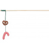 Trixie Xmas vianočný prút pre mačky 48 cm, s praclíkom/lízatkom, šuštiaci, drevo/polyester