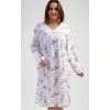 Kvietkovaná nočná košeľa s dlhým rukávom - moletka 2XL Ako na obrázku