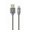 GEMBIRD Kabel USB 2.0 AM na Type-C kabel (AM/CM), 2m, metalická spirála, šedý, blister, PREMIUM QUALITY CC-USB2S-AMCM-2M-BG