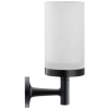 Duravit Starck T Pohár na kefky a pastu s držiakom, čierna mat/mliečne sklo 0099314600