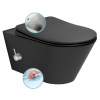 SAPHO AVVA závesná WC misa Rimless, integrovaná batéria a bidet. spŕška, 35,5x53 cm, čierna mat 100315-110