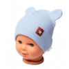 Baby Nellys Rebrovaná dvojvrstvová čiapka s uškami TEDDY - sv. modrá 80-86 (12-18m)