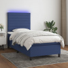 vidaXL Posteľ boxsping s matracom a LED modrá 90x190 cm látka - Modrá - 116654-194619