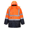 PORTWEST HI-VIS BUNDA 7V1 CONTRAST TRAFFIC S426 / Reflexná multifunkčná bunda 7v1 - HV oranžová/námorná modrá XXL