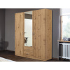 Šatníková skriňa so zrkadlom Case, 136 cm, dub artisan