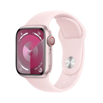 Apple Watch Series 9 Cellular 41mm Růžový hliník se světle růžovým sportovním řemínkem M/L MRJ03QC/A