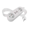 Predlžovací kábel Emos 1,4 m / 2 zásuvky+2×USB-A+1×USB-C / biely / PVC / 1,5 mm2 1902020142