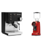 Rancilio Silvia BC, čierna + Eureka Helios 65, ferrari red