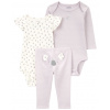 CARTER'S Set 3dielny body dl. rukáv, body kr. rukáv, legíny Purple Stripe/Koala dievča 6m/ veľ. 68