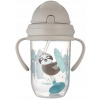 Canpol babies Nevylievací hrnček so slamkou a závažím Exotic Lenochod - šedý, 270 ml