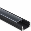Interex design Hliníková lišta MAXX na LED osvetlenie s transparent krytkou / Čierna 2 m